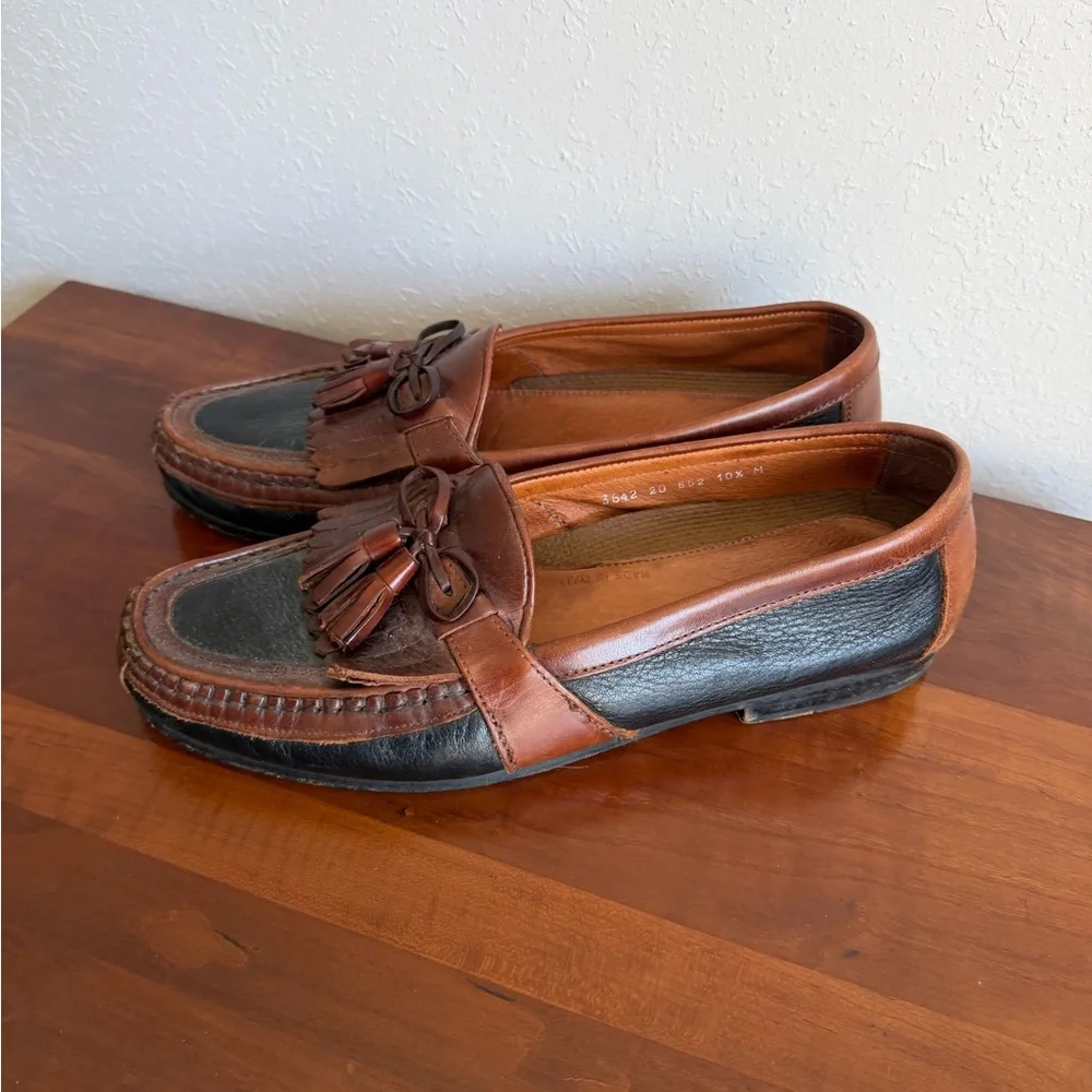 Johnston & Murphy Aragon II Kiltie Tassel Black Brown Leather Loafer Mens 10.5